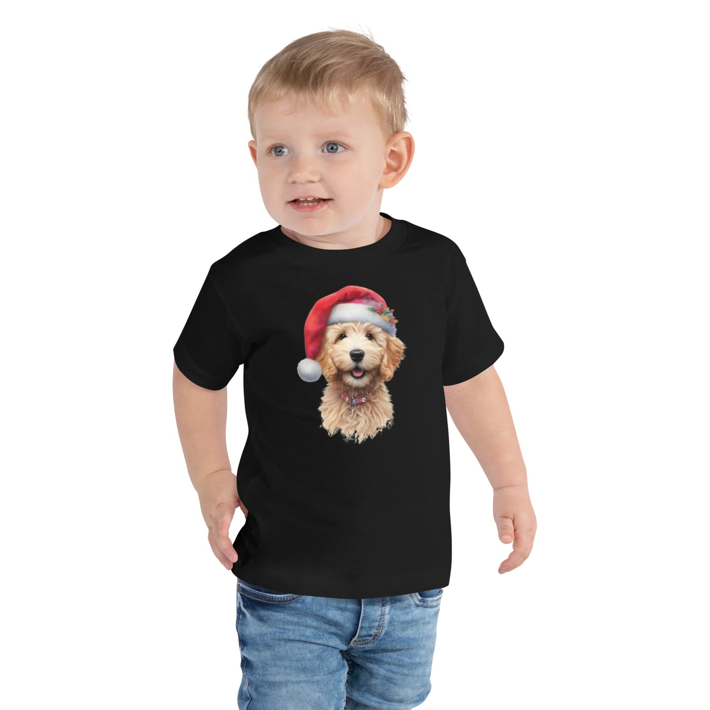 Santa Doodle Puppy Toddler Short Sleeve T Shirt