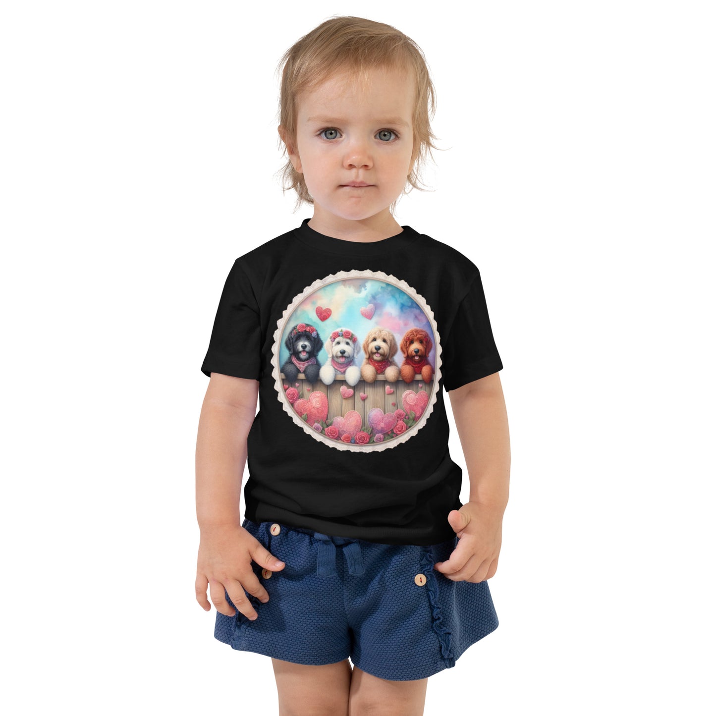 Valentines Doodles - Unisex Toddler Bella + Canvas Short Sleeve Tee