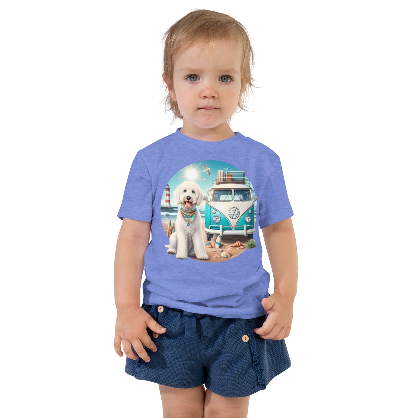 White Doodle VW Bus Toddler Short Sleeve Tee