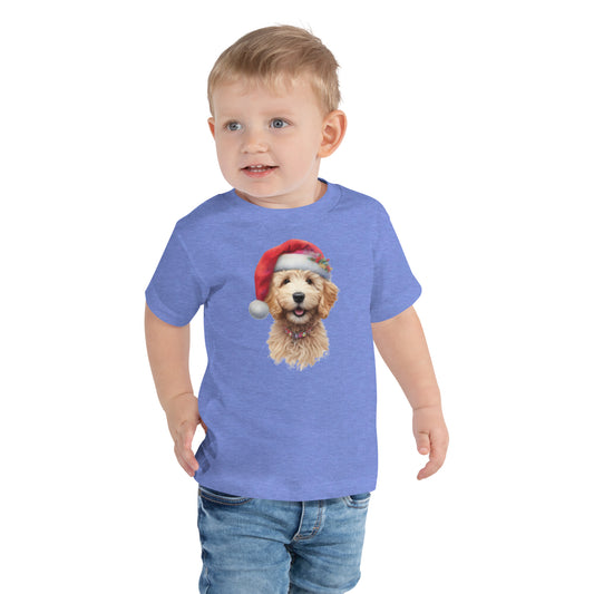 Santa Doodle Puppy Toddler Short Sleeve T Shirt