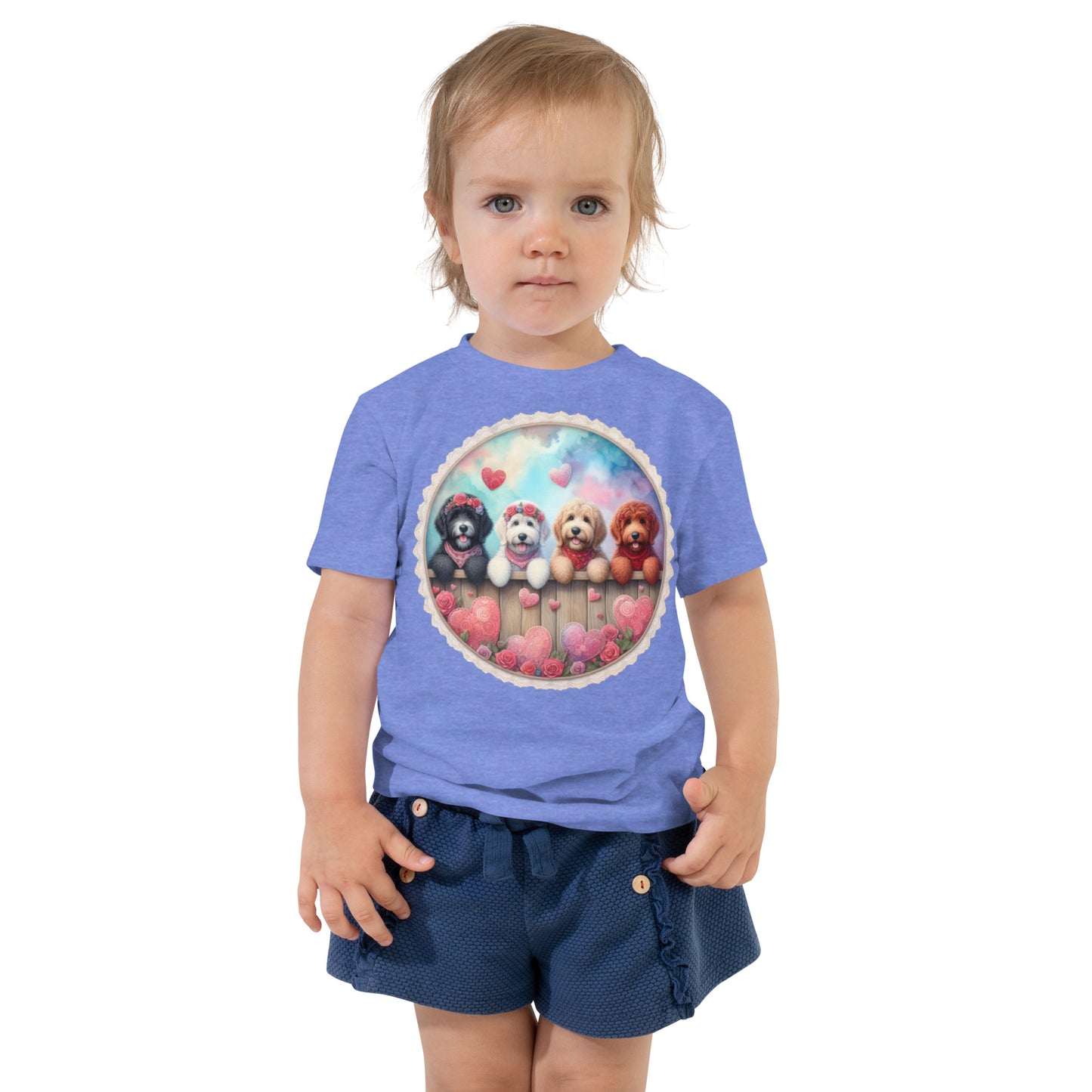 Valentines Doodles - Unisex Toddler Bella + Canvas Short Sleeve Tee