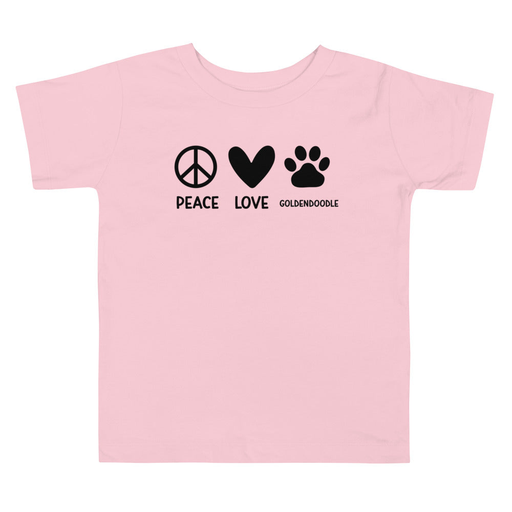 Peace Love Goldendoodle Toddler Short Sleeve T Shirt