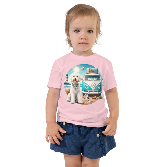 White Doodle VW Bus Toddler Short Sleeve Tee