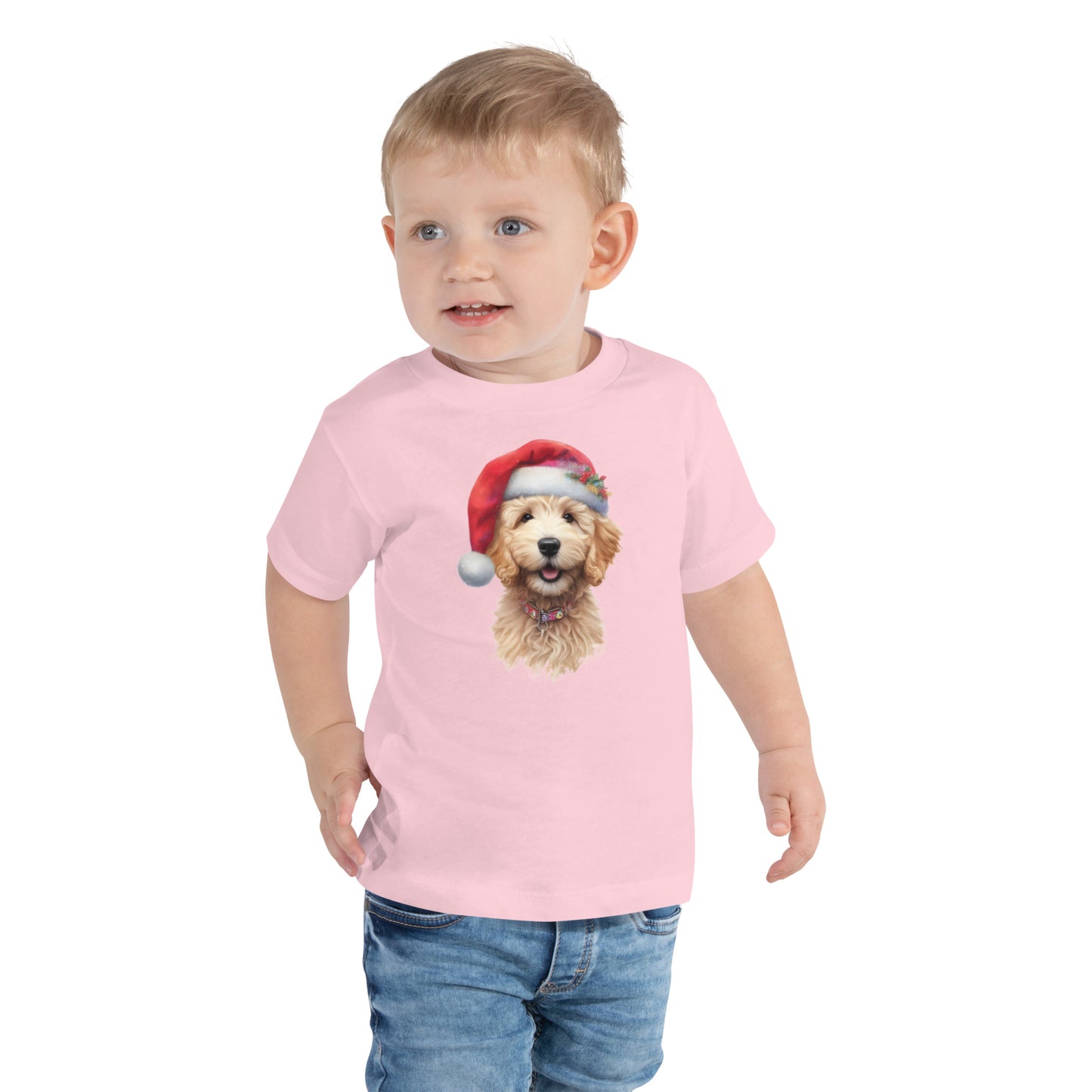 Santa Doodle Puppy Toddler Short Sleeve T Shirt