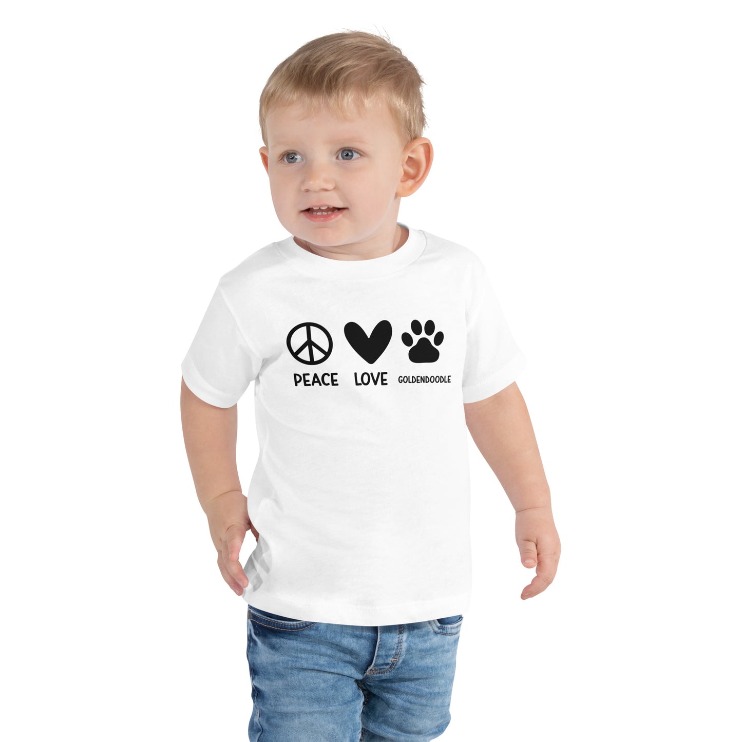 Peace Love Goldendoodle Toddler Short Sleeve T Shirt