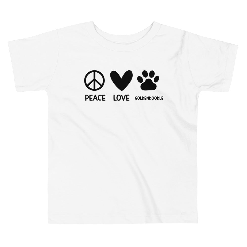 Peace Love Goldendoodle Toddler Short Sleeve T Shirt