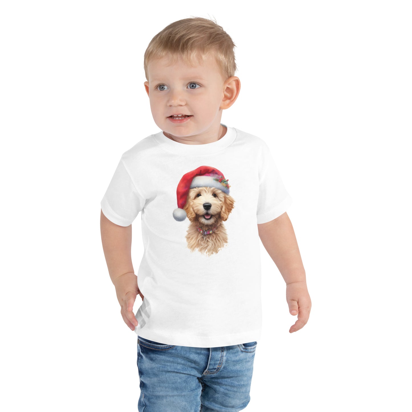 Santa Doodle Puppy Toddler Short Sleeve T Shirt