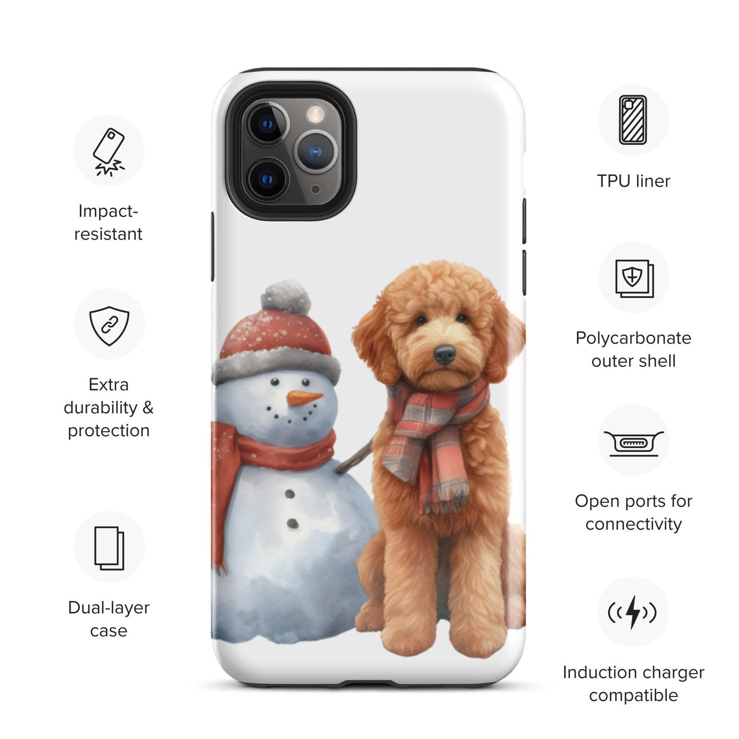 Christmas Doodle w/Snowman Tough Case for iPhone®