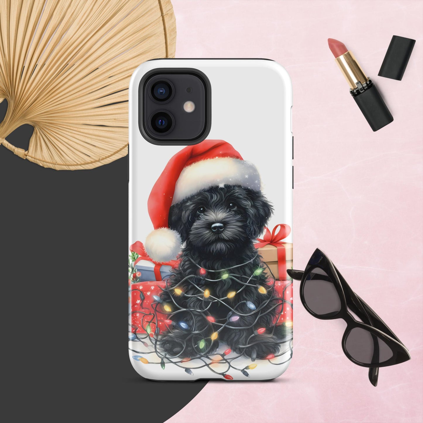 Black Doodle Puppy Tough Case for iPhone®