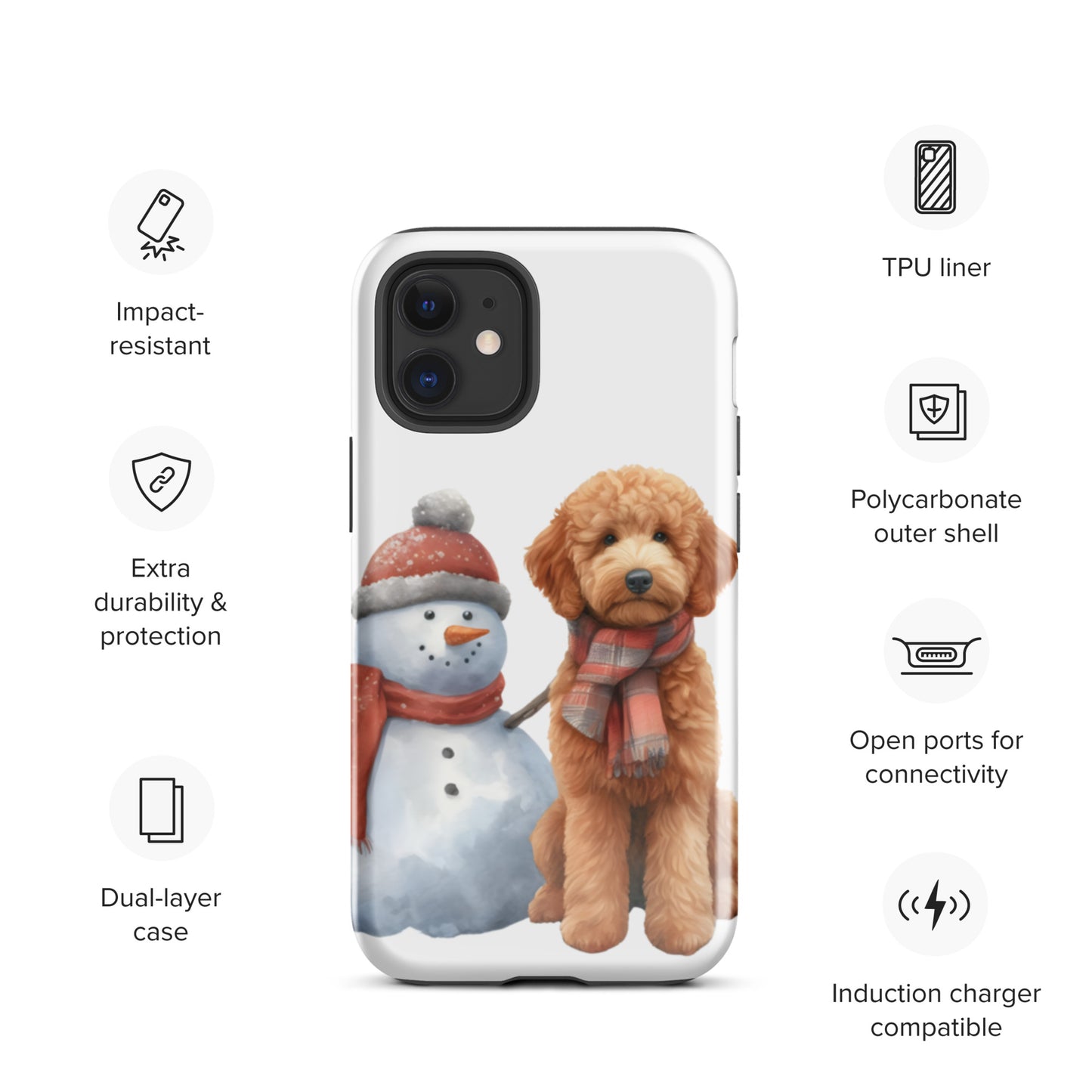 Christmas Doodle w/Snowman Tough Case for iPhone®