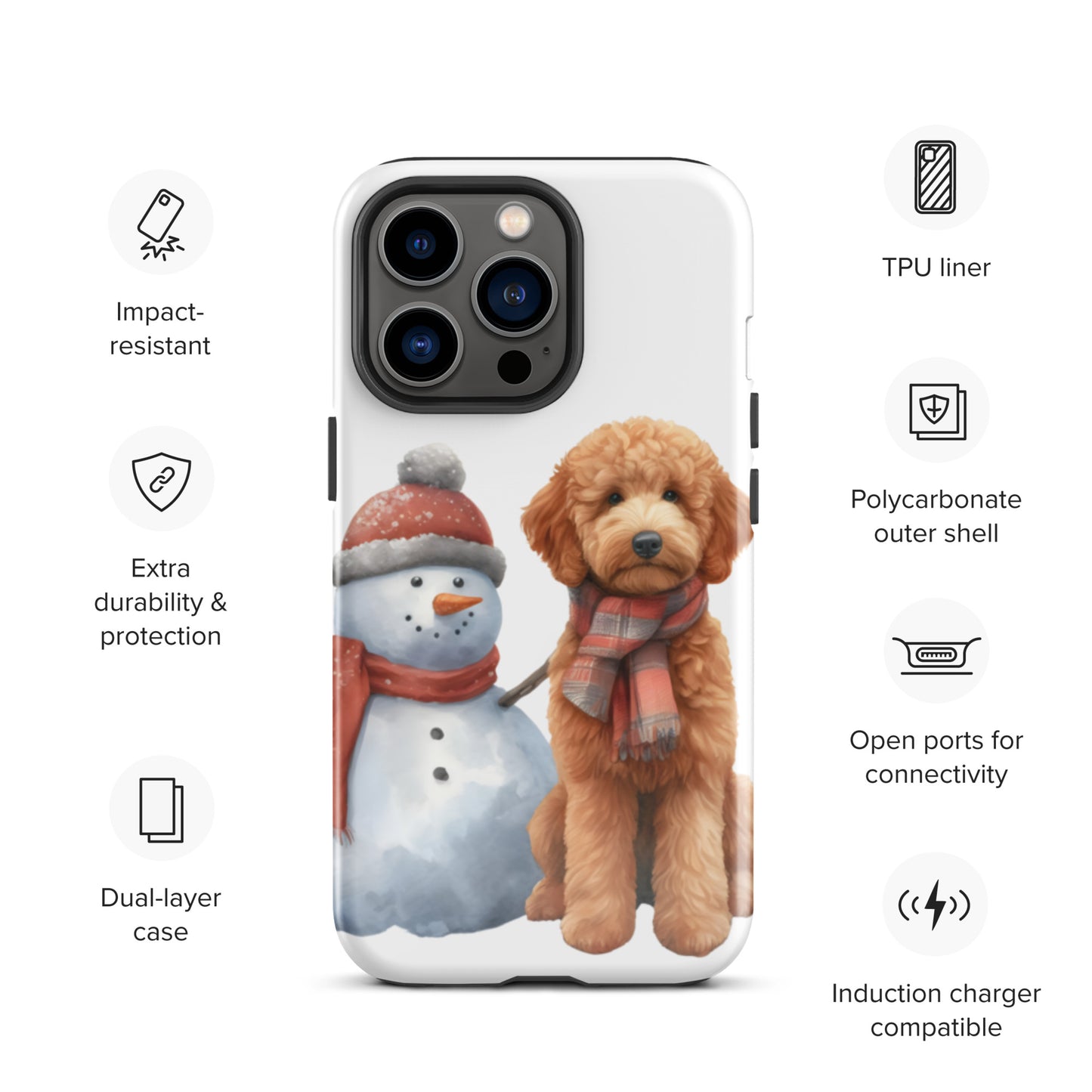 Christmas Doodle w/Snowman Tough Case for iPhone®