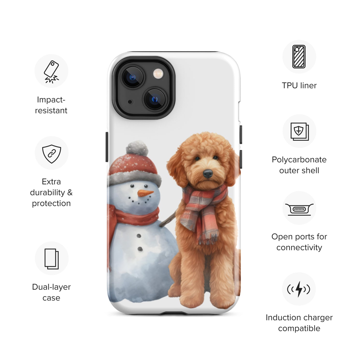 Christmas Doodle w/Snowman Tough Case for iPhone®