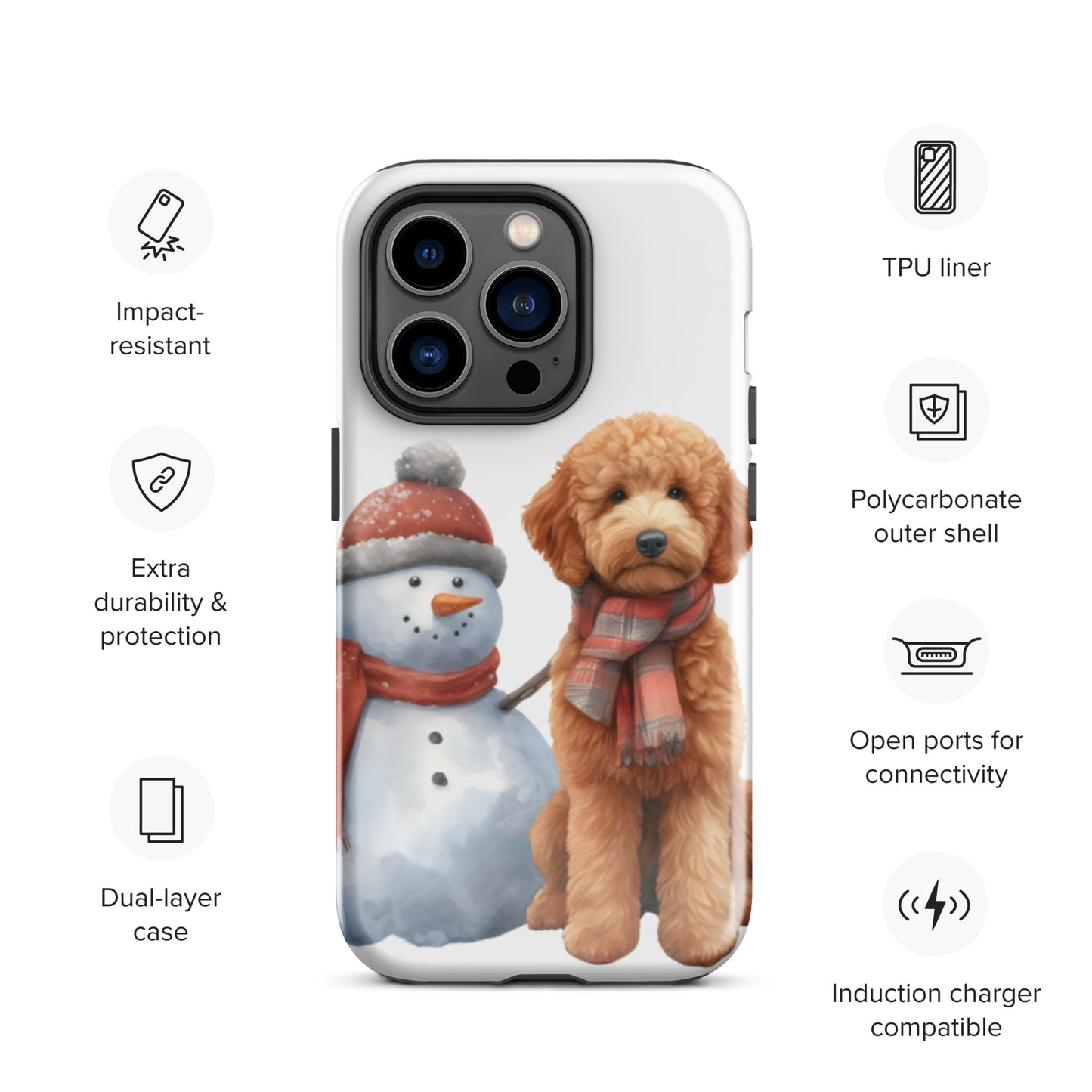 Christmas Doodle w/Snowman Tough Case for iPhone®