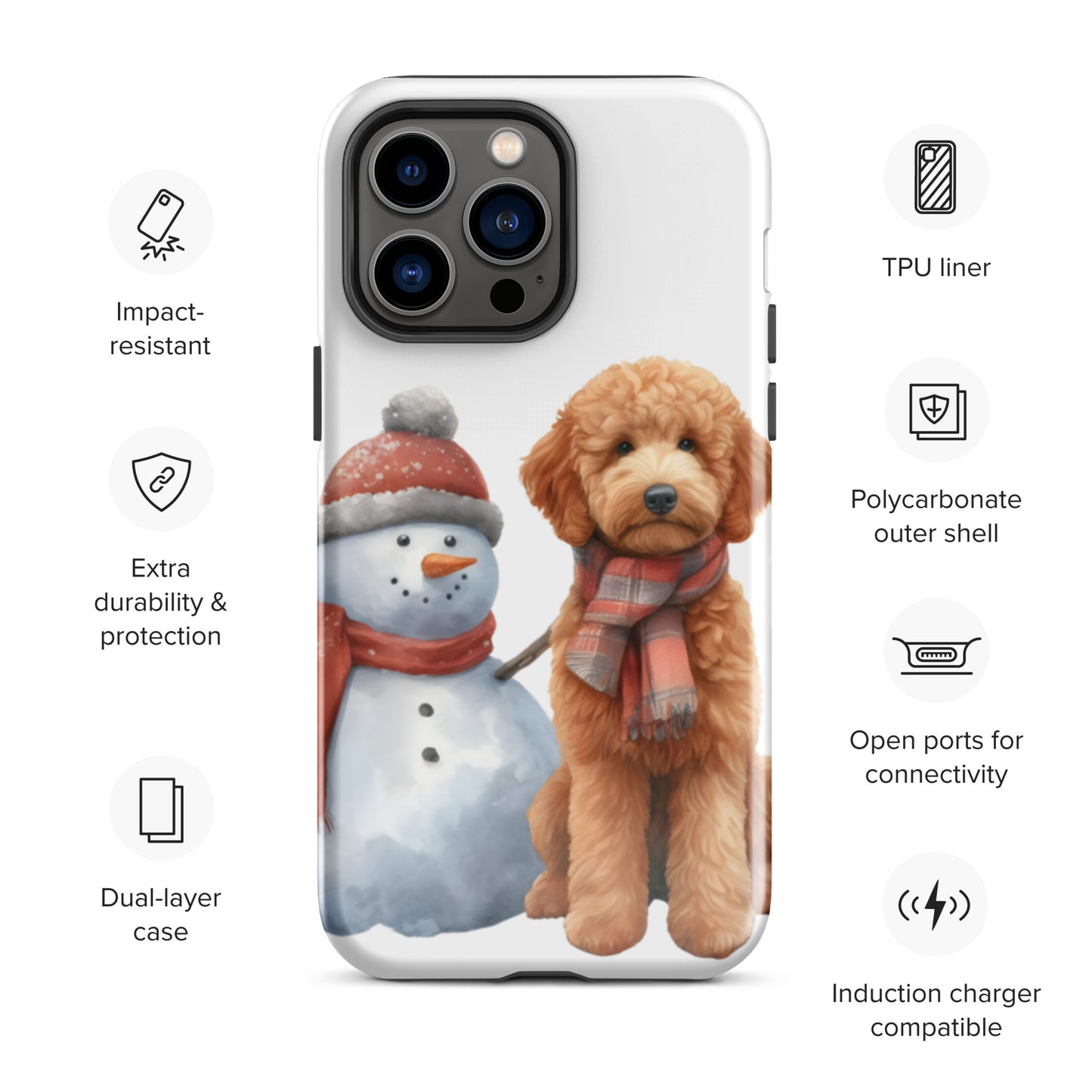 Christmas Doodle w/Snowman Tough Case for iPhone®