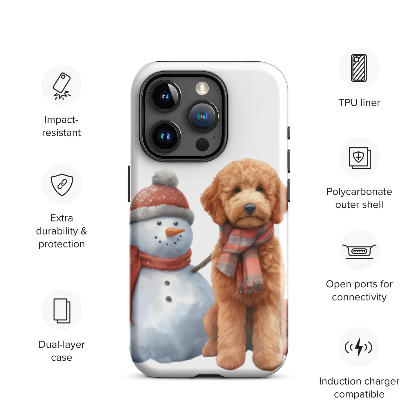 Christmas Doodle w/Snowman Tough Case for iPhone®