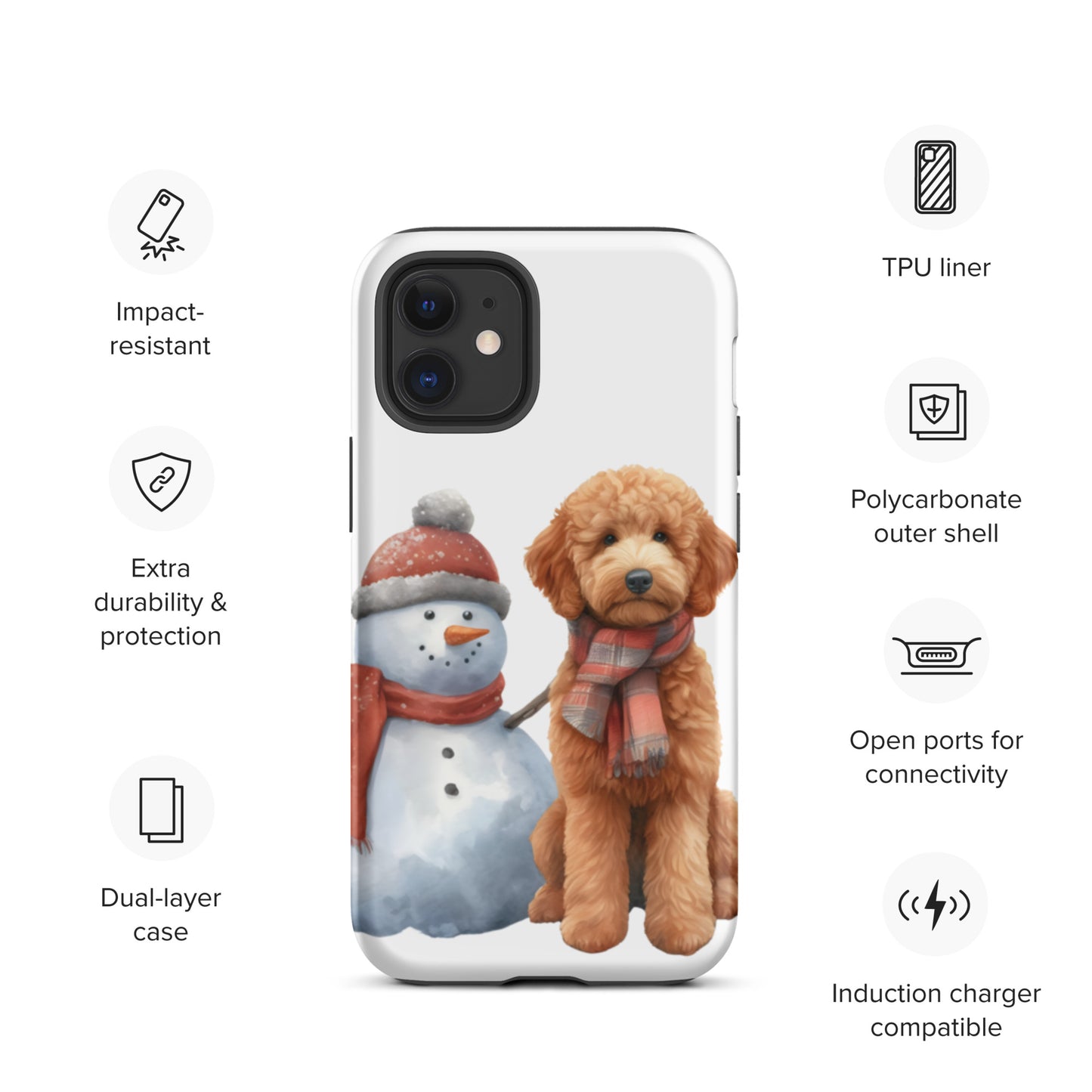 Christmas Doodle w/Snowman Tough Case for iPhone®