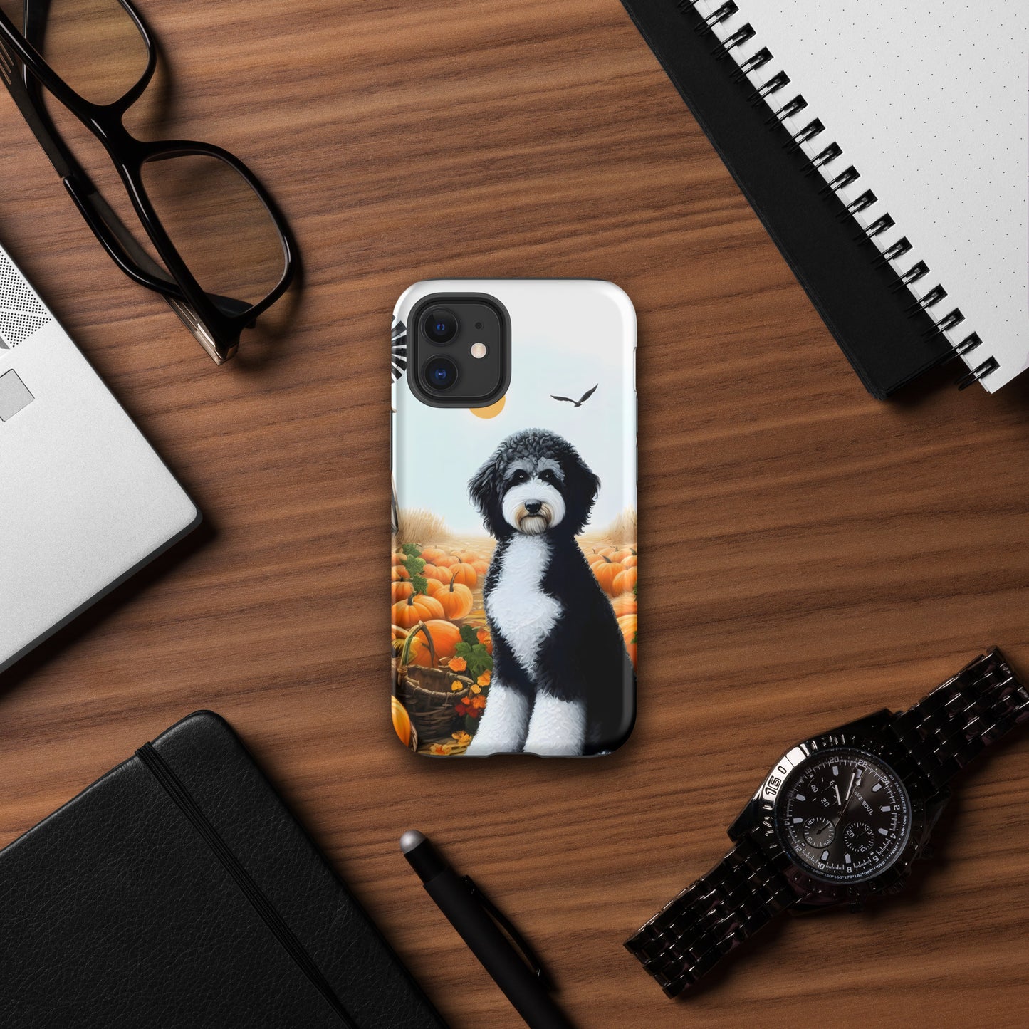 Fall Pumpkins Black & White Doodle Tough Case for iPhone®