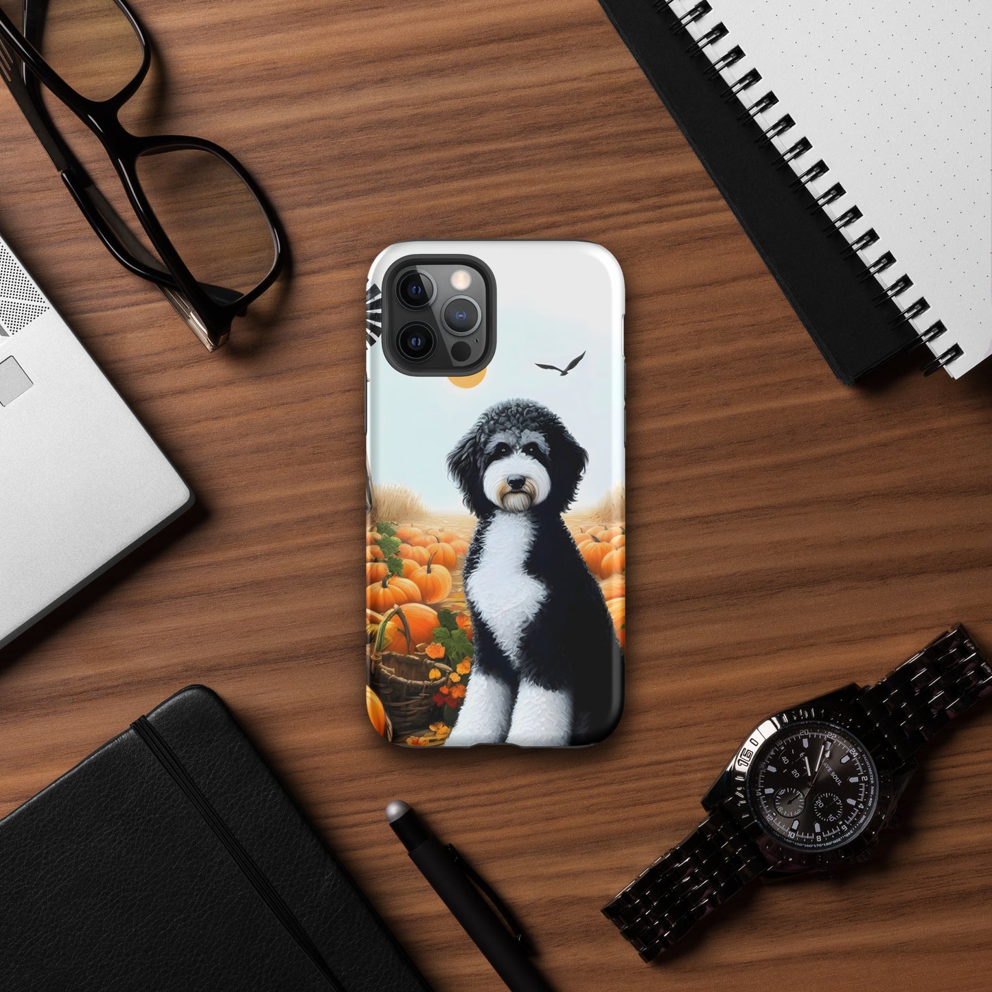 Fall Pumpkins Black & White Doodle Tough Case for iPhone®