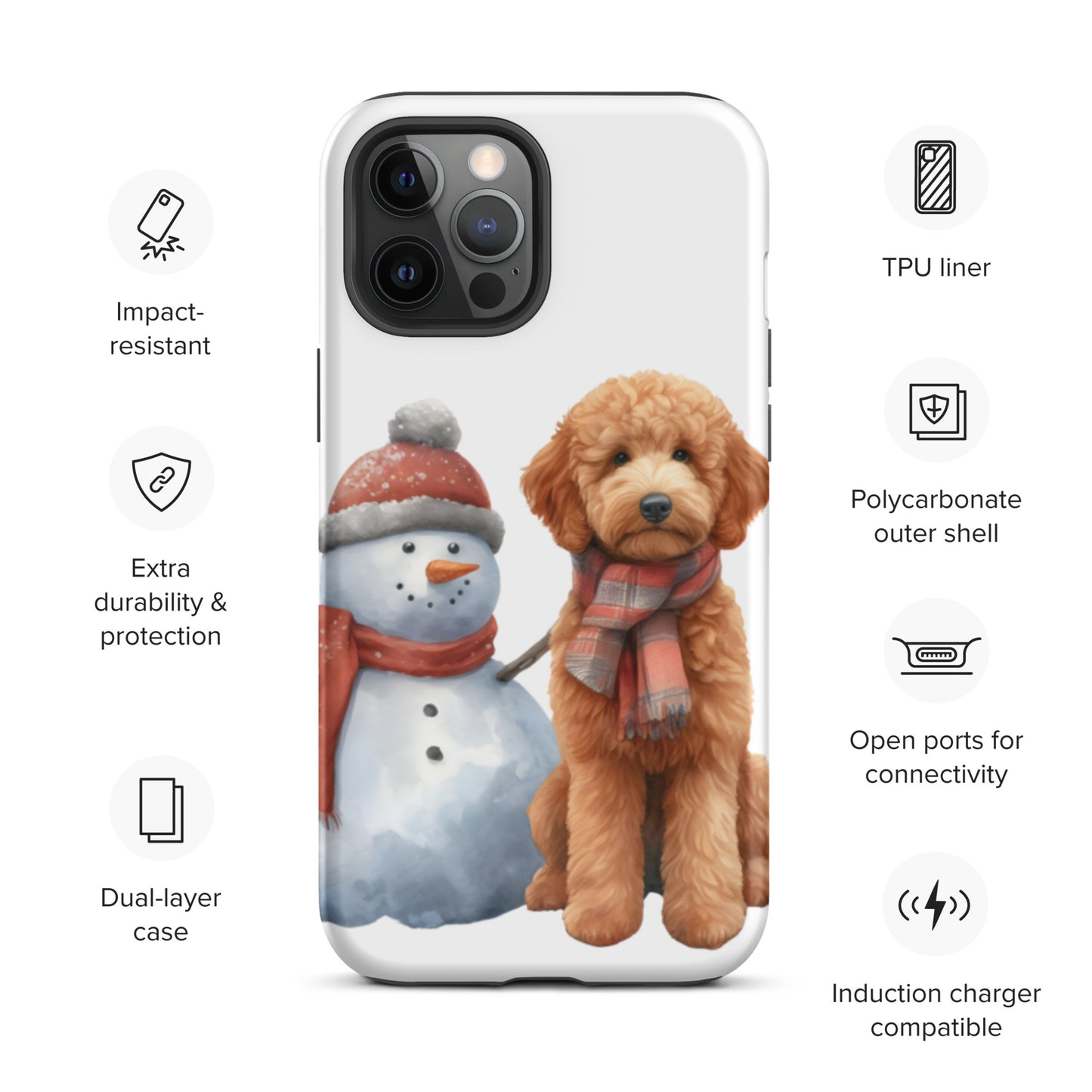 Christmas Doodle w/Snowman Tough Case for iPhone®