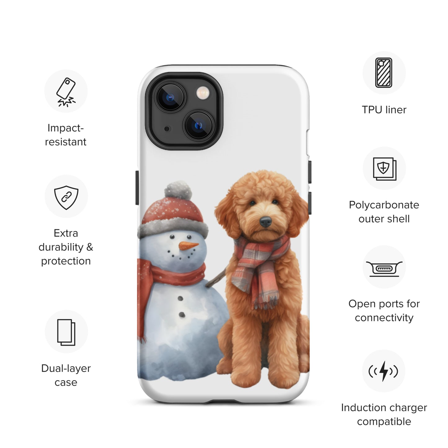 Christmas Doodle w/Snowman Tough Case for iPhone®