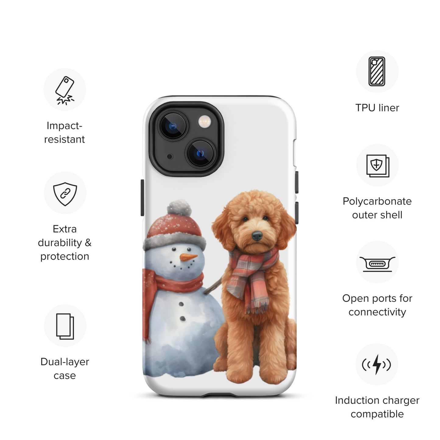 Christmas Doodle w/Snowman Tough Case for iPhone®