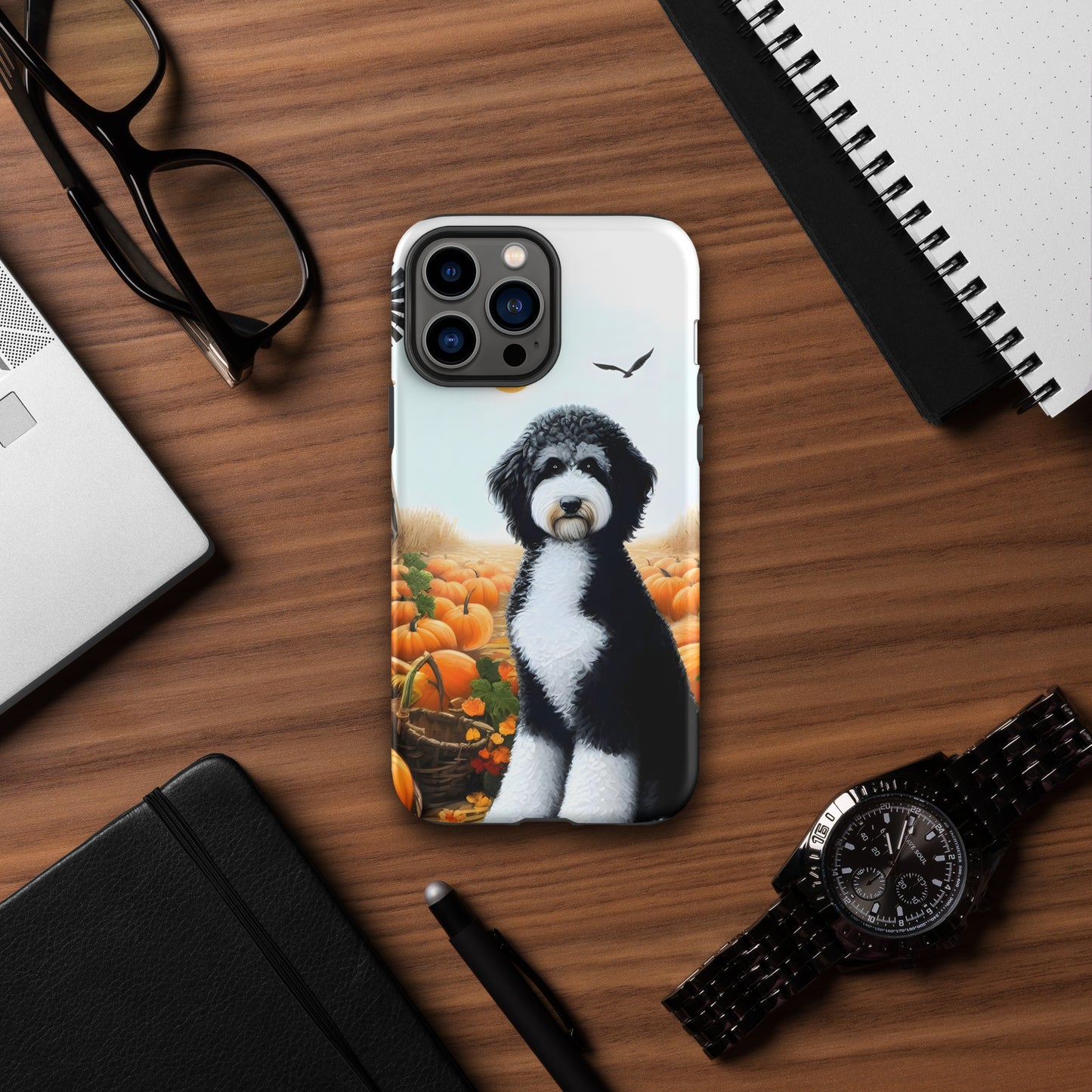 Fall Pumpkins Black & White Doodle Tough Case for iPhone®