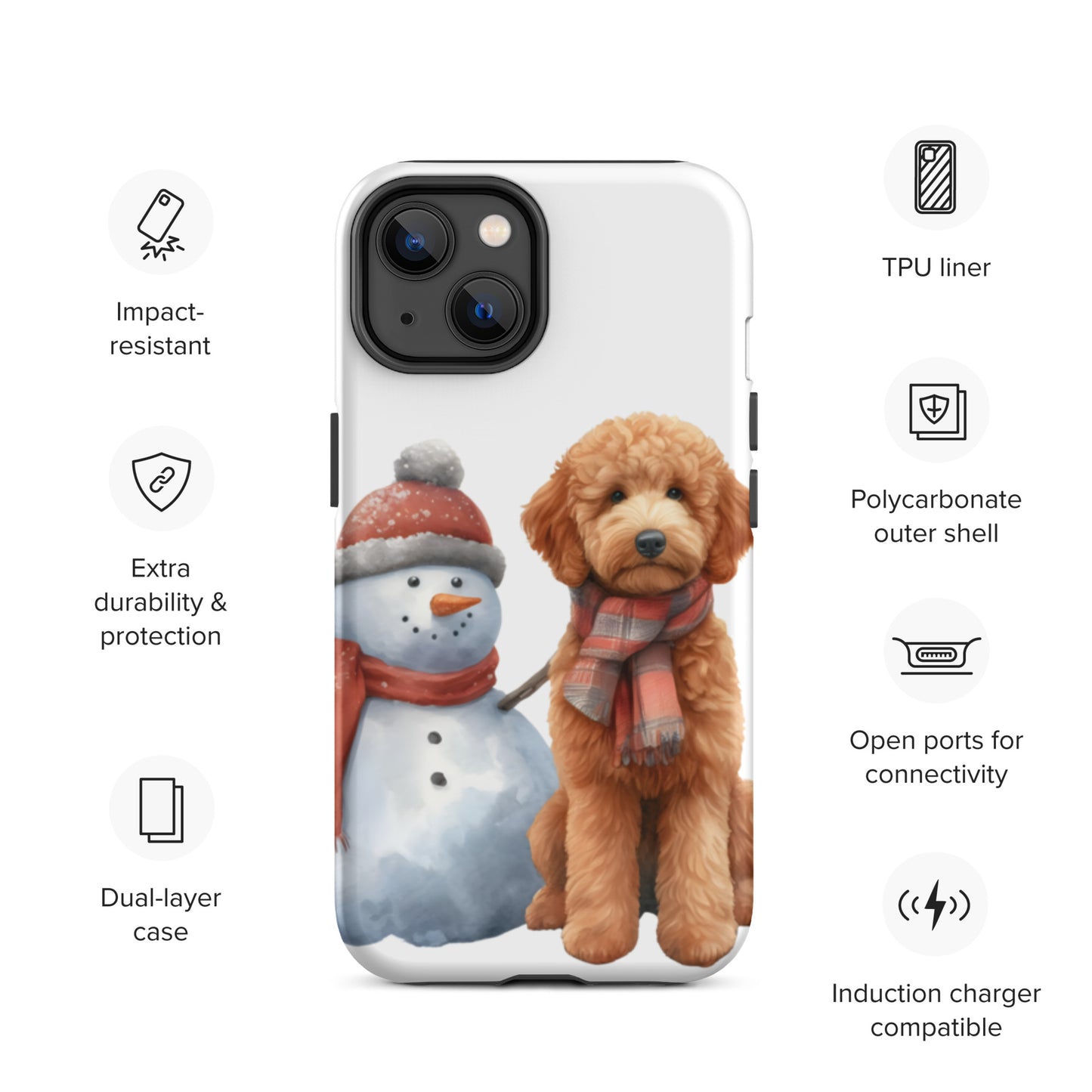 Christmas Doodle w/Snowman Tough Case for iPhone®