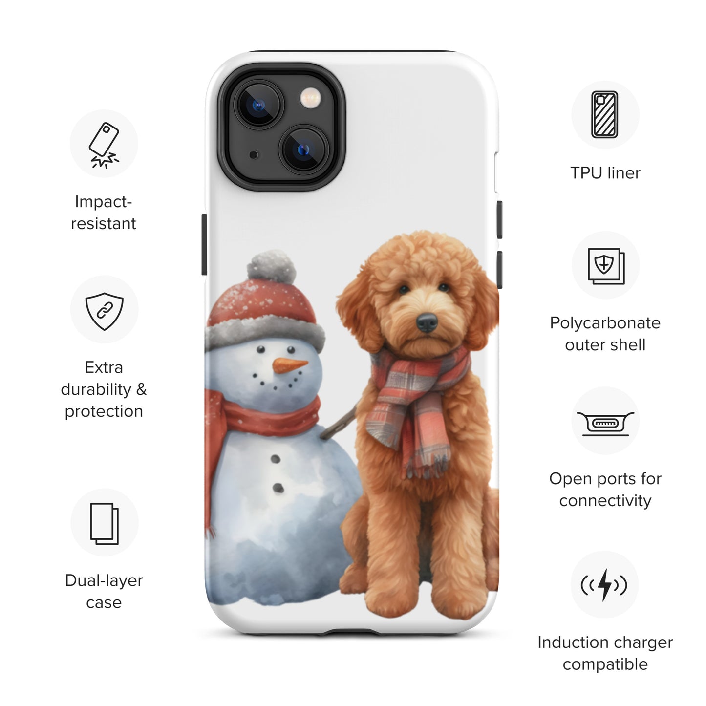 Christmas Doodle w/Snowman Tough Case for iPhone®