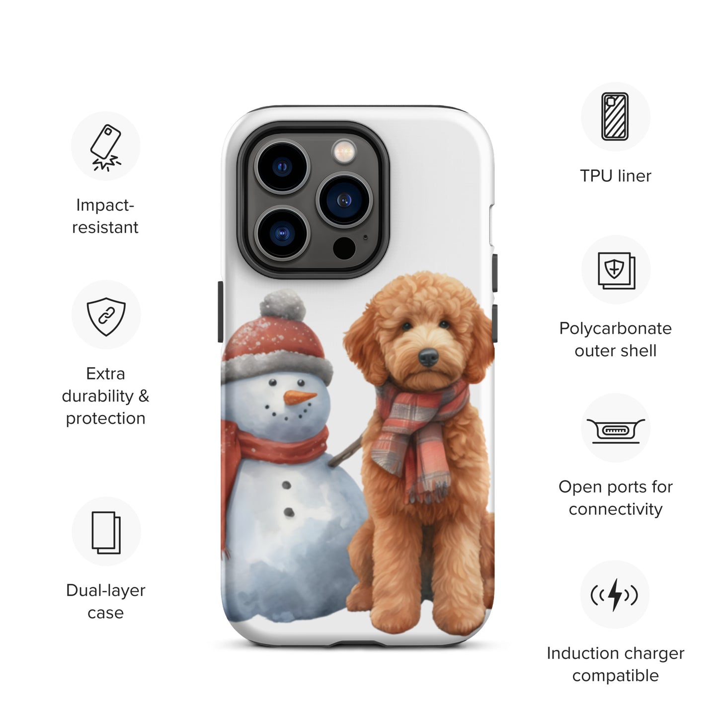 Christmas Doodle w/Snowman Tough Case for iPhone®