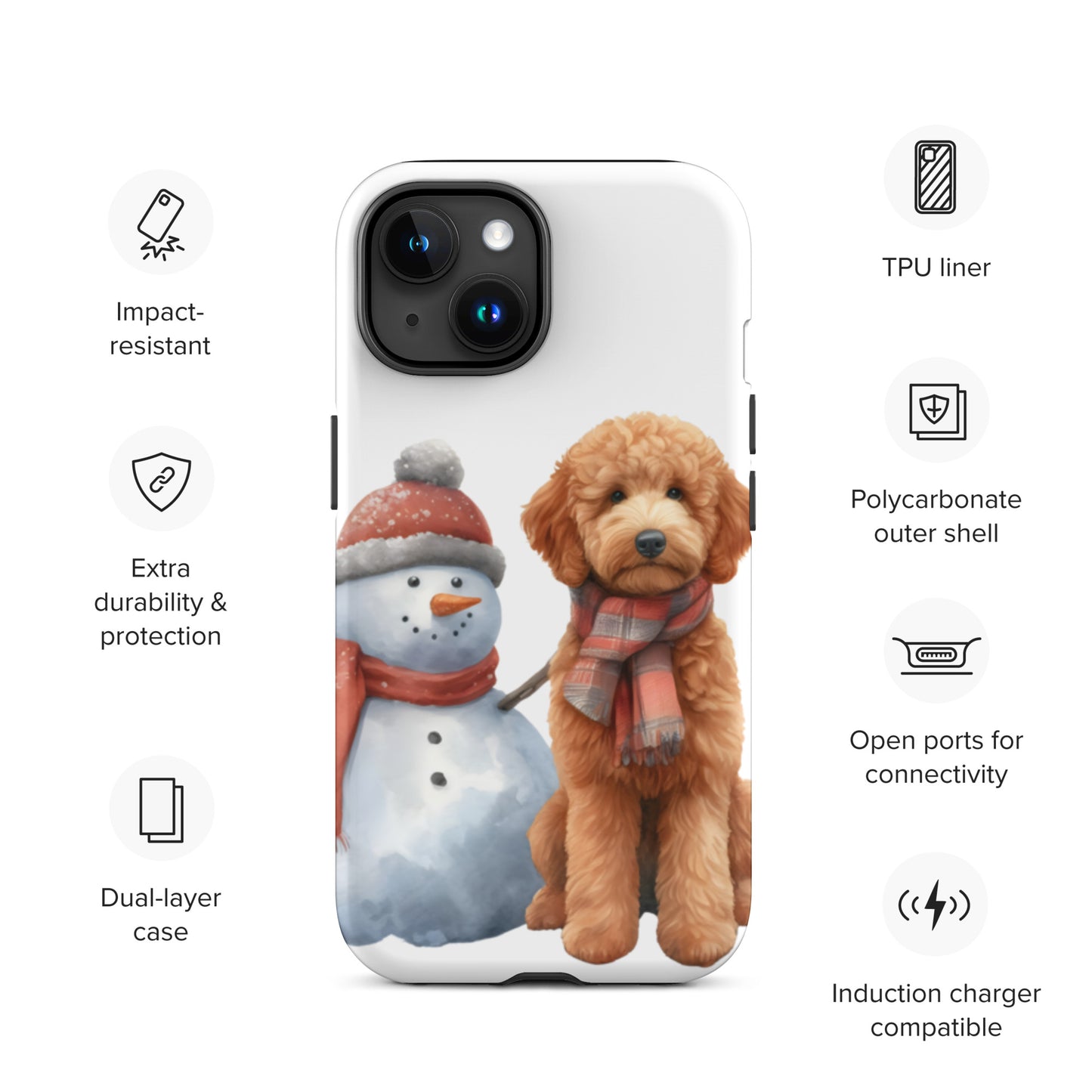 Christmas Doodle w/Snowman Tough Case for iPhone®