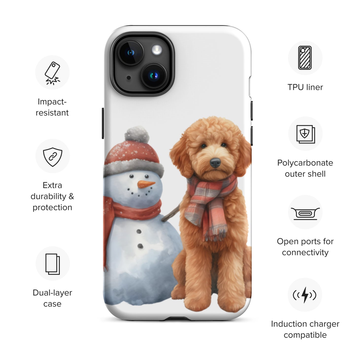 Christmas Doodle w/Snowman Tough Case for iPhone®