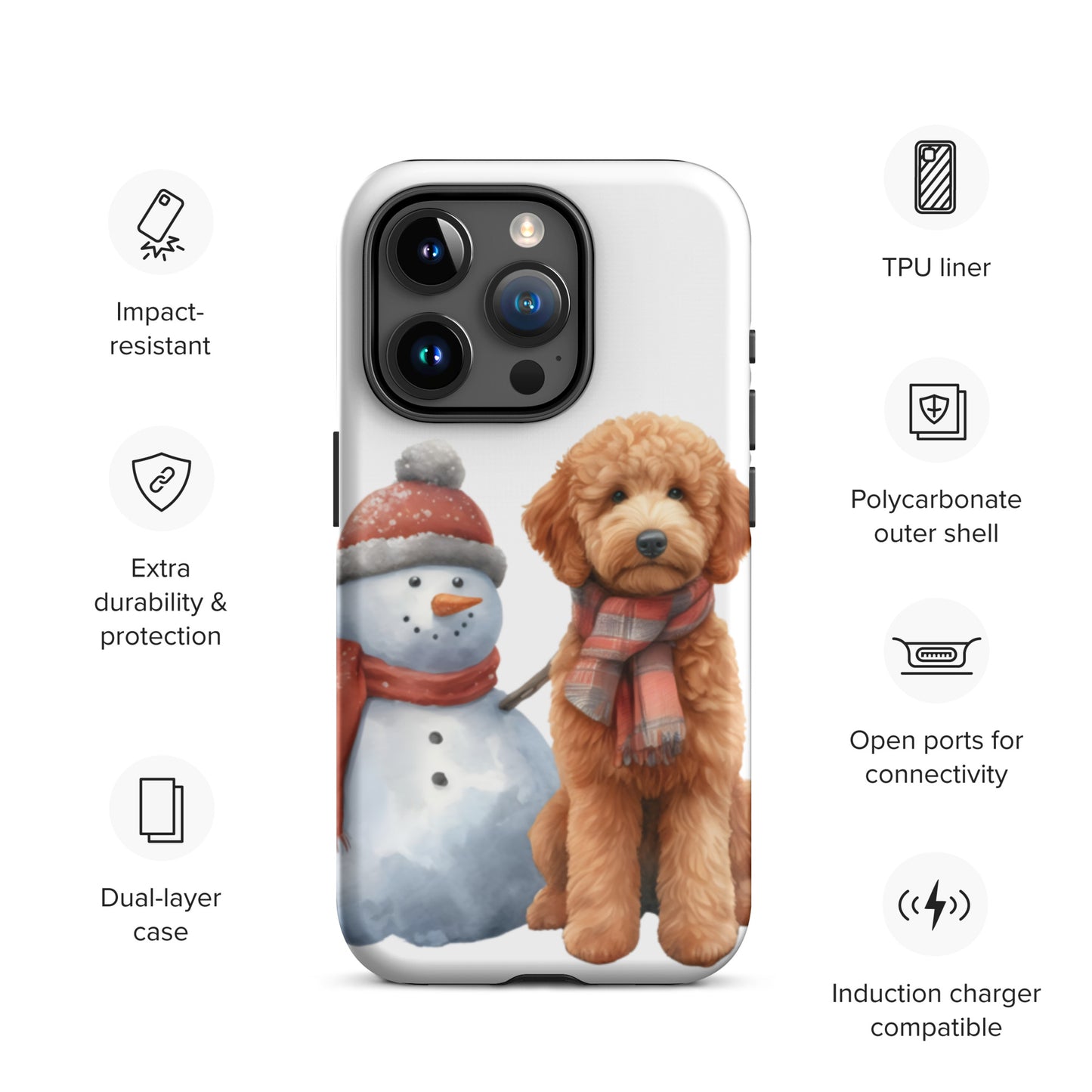 Christmas Doodle w/Snowman Tough Case for iPhone®