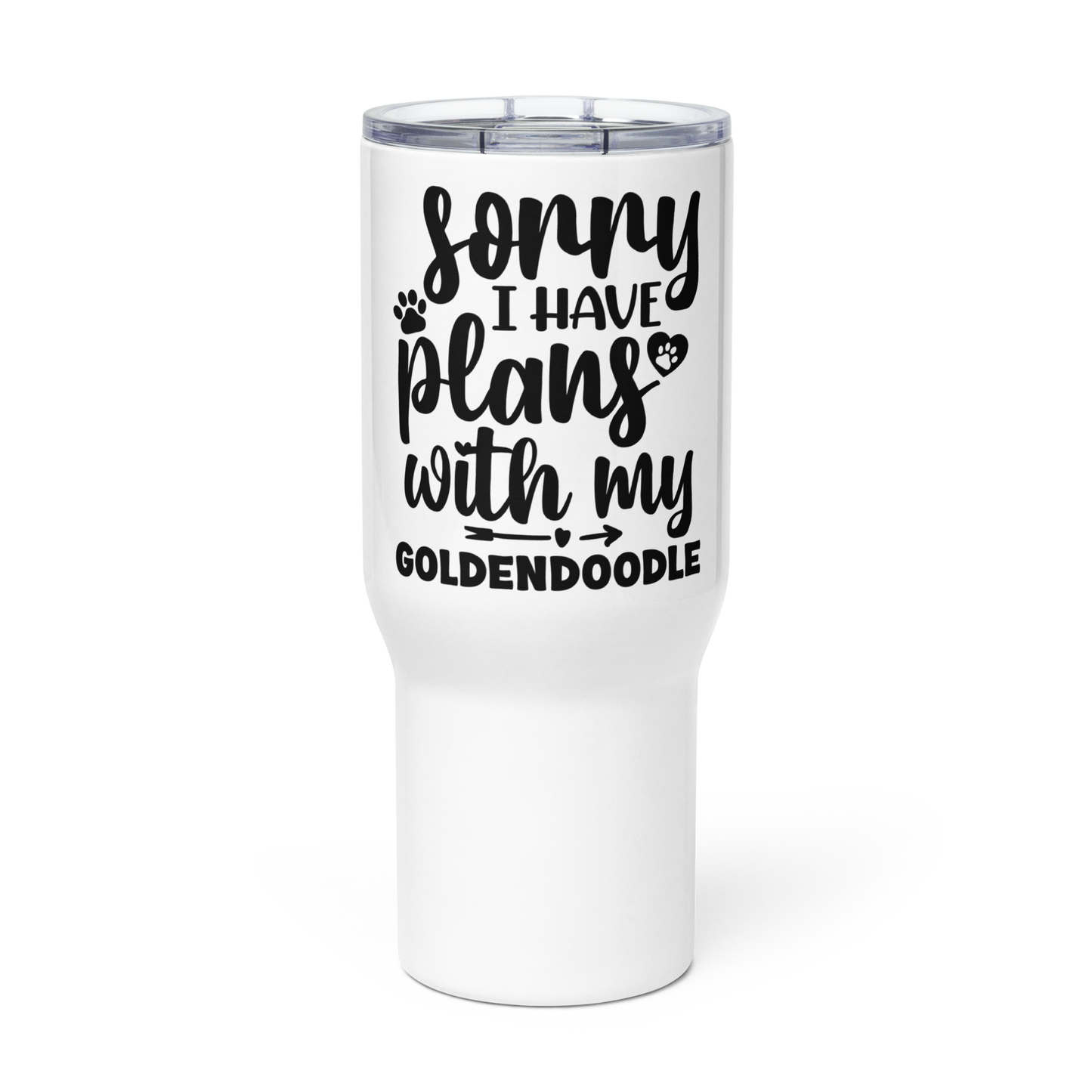 Plans with my Goldendoodle Travel mug with a handle