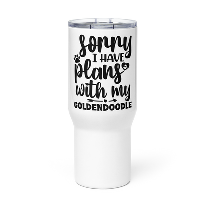 Plans with my Goldendoodle Travel mug with a handle