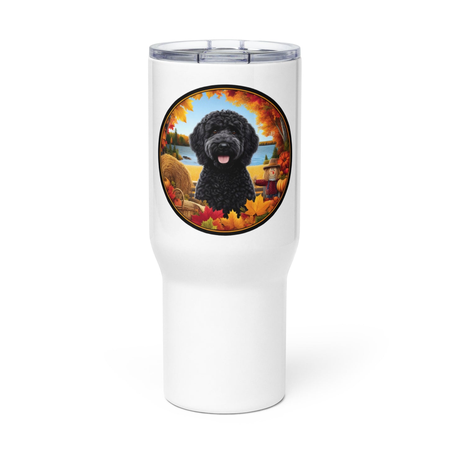 Black Fall Doodle Travel mug with a Handle