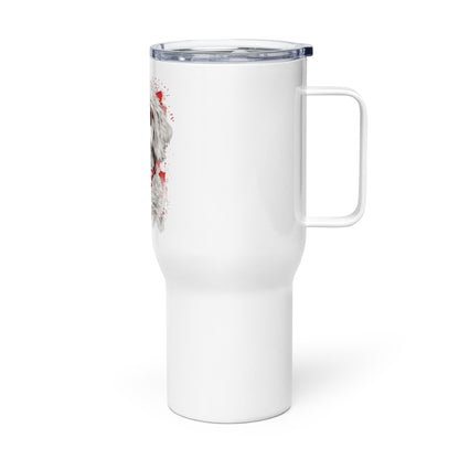 White Doodle Travel mug with a Handle