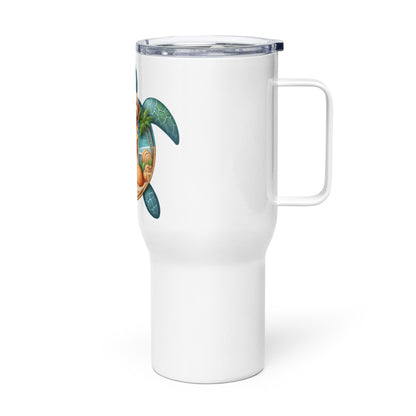 Sea Turtle Doodle Travel Mug with a Handle