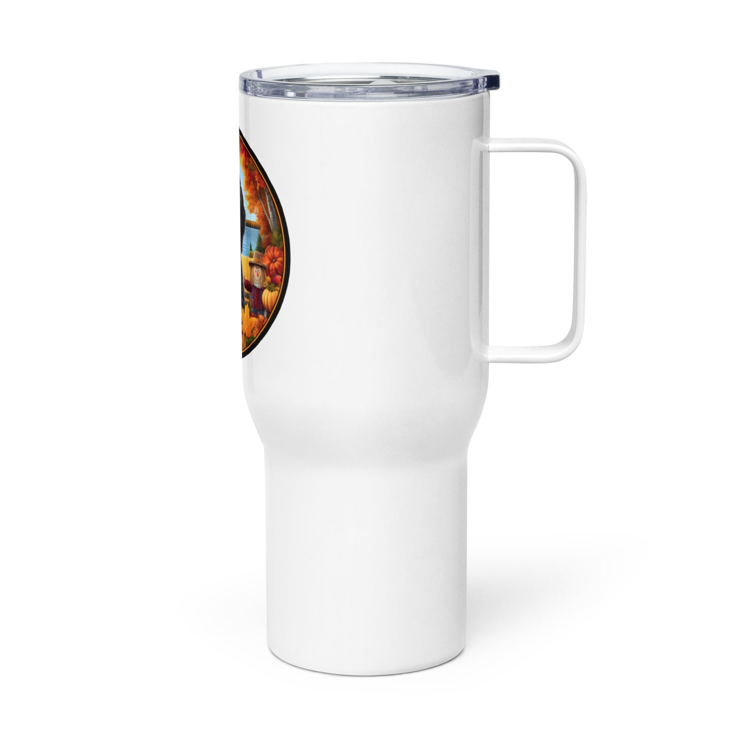 Black Fall Doodle Travel mug with a Handle