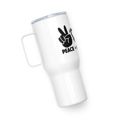 Peace Love Doodle Travel mug with a handle