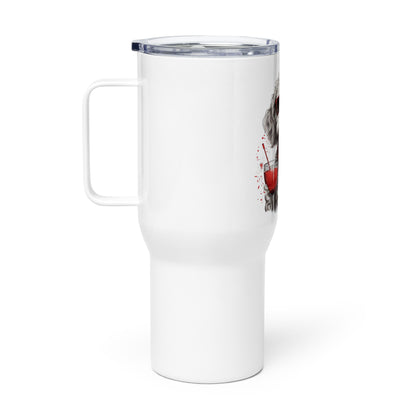 White Doodle Travel mug with a Handle