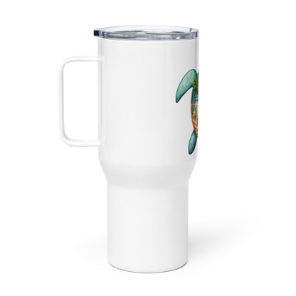 Sea Turtle Doodle Travel Mug with a Handle