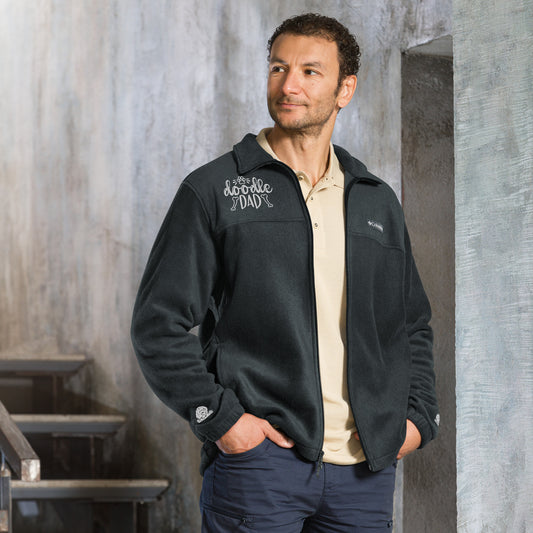 Doodle Dad Embroidered Unisex Columbia Fleece Jacket - Check out the Embroidery on the Sleeves!