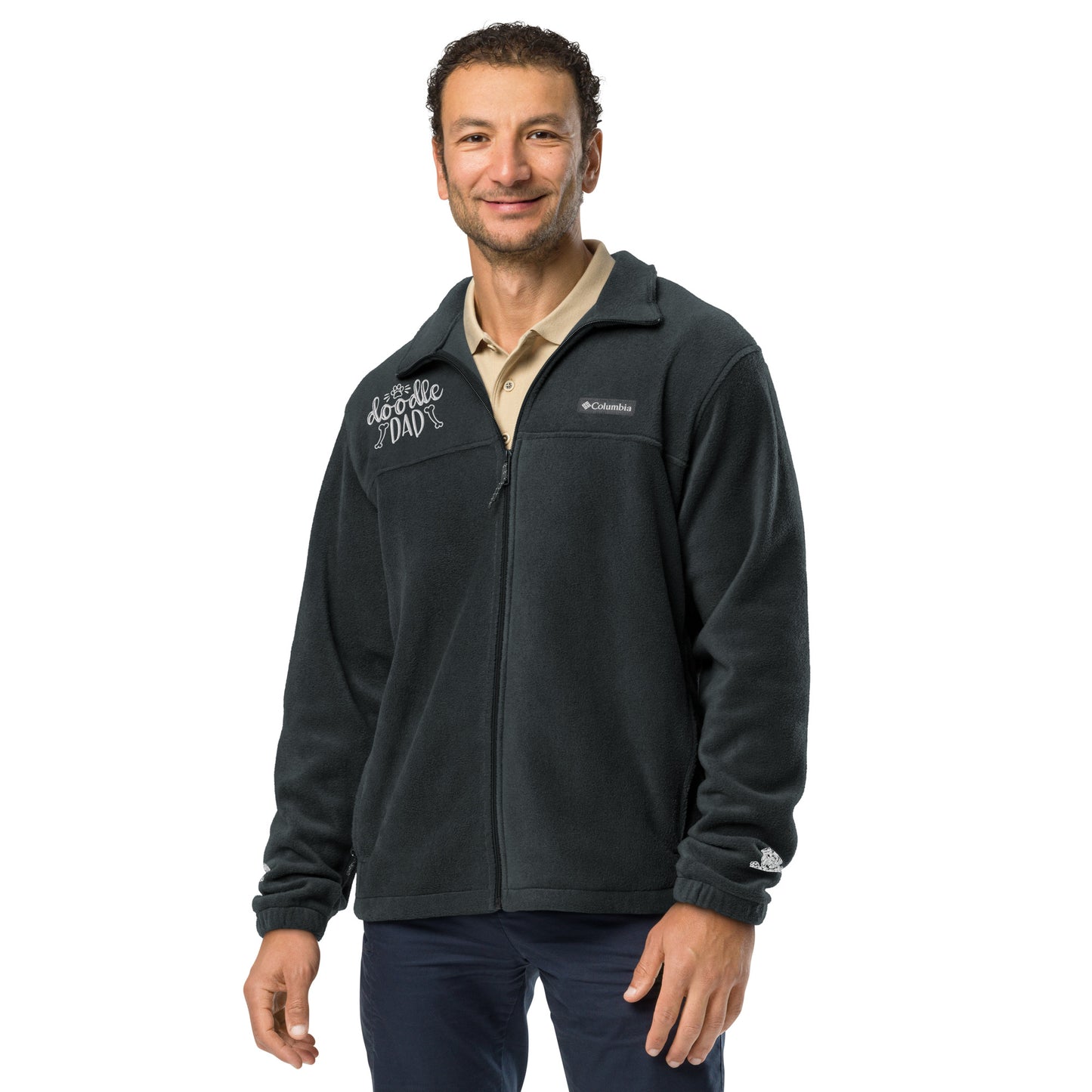 Doodle Dad Embroidered Unisex Columbia Fleece Jacket - Check out the Embroidery on the Sleeves!