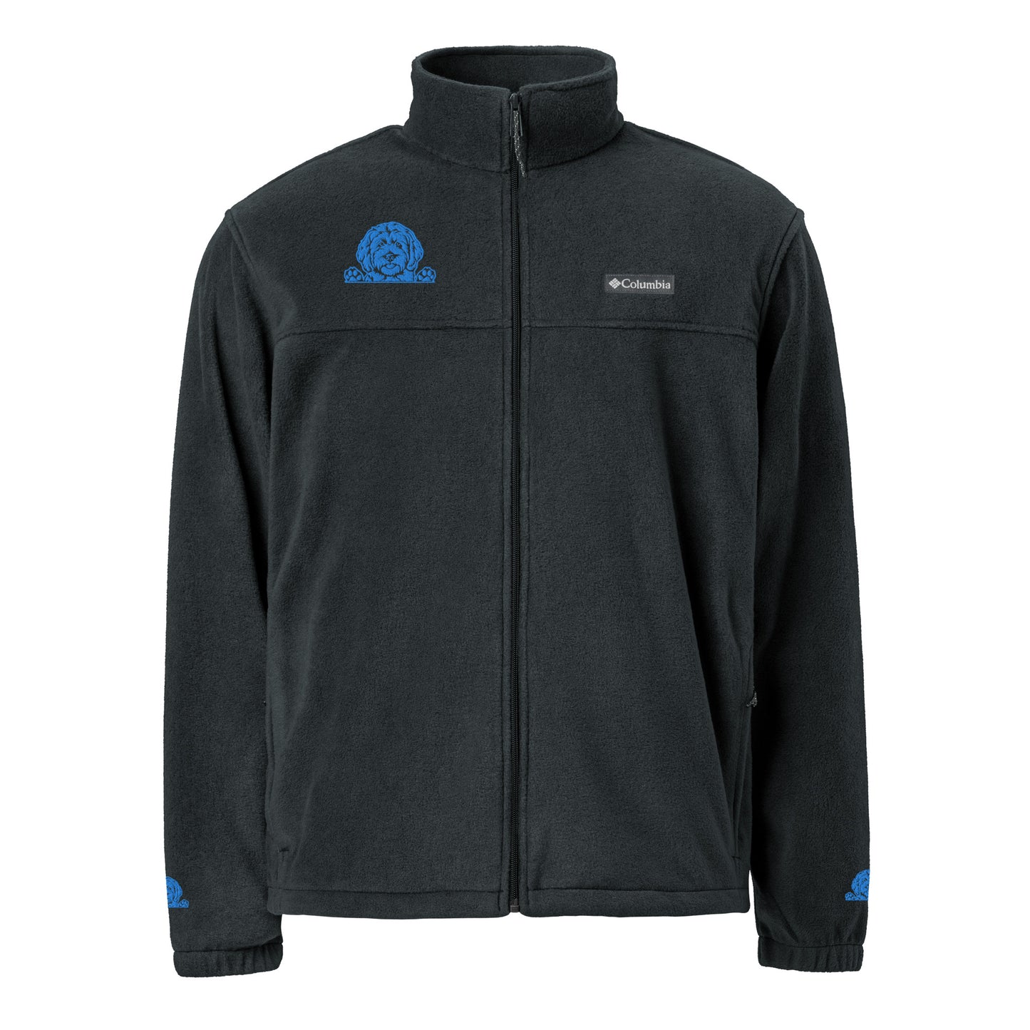 Doodle Blue Embroidered Unisex Columbia Fleece Jacket - Check out the Sleeves!