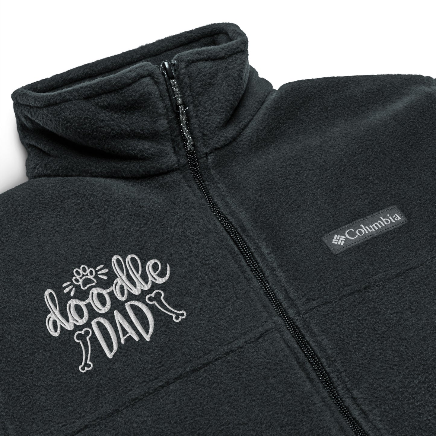 Doodle Dad Embroidered Unisex Columbia Fleece Jacket - Check out the Embroidery on the Sleeves!