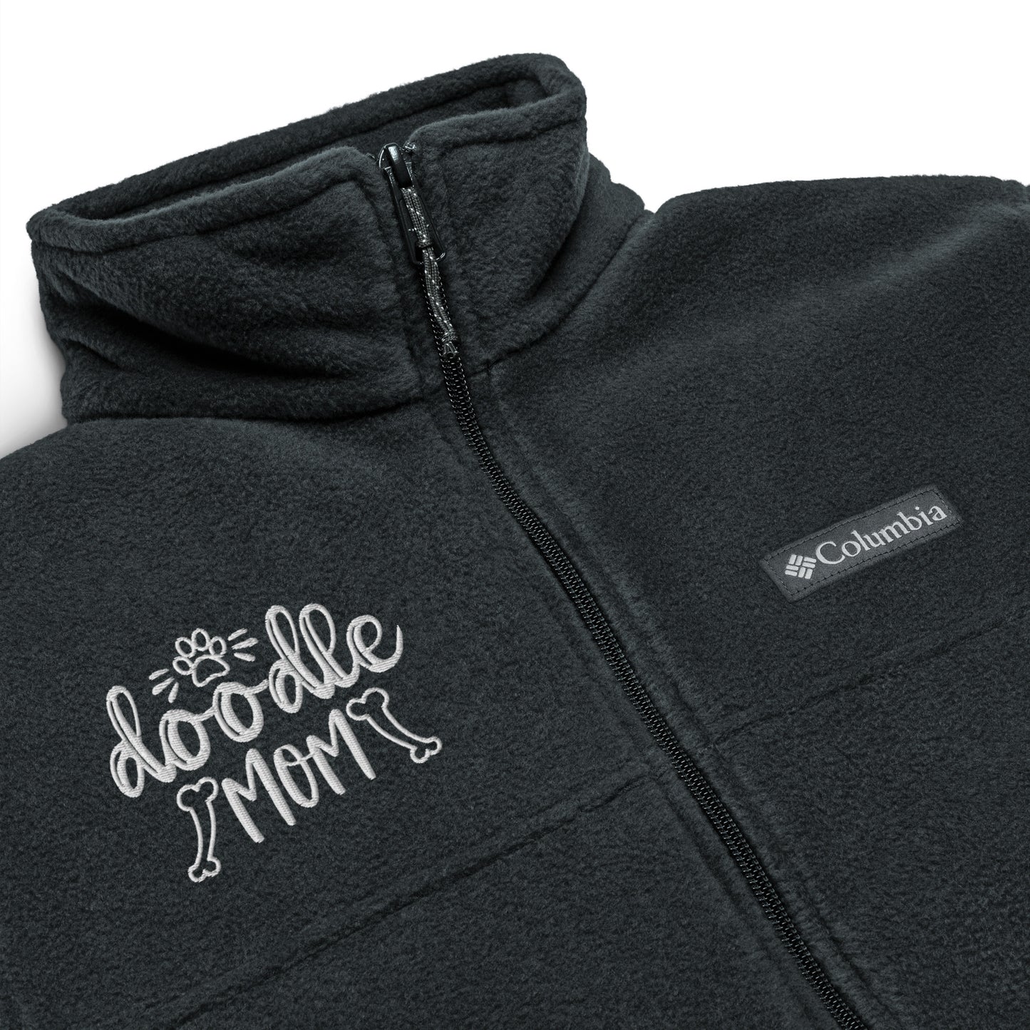 Doodle Mom Embroidered Unisex Columbia Fleece Jacket - Check out the Embroidery on the sleeves!