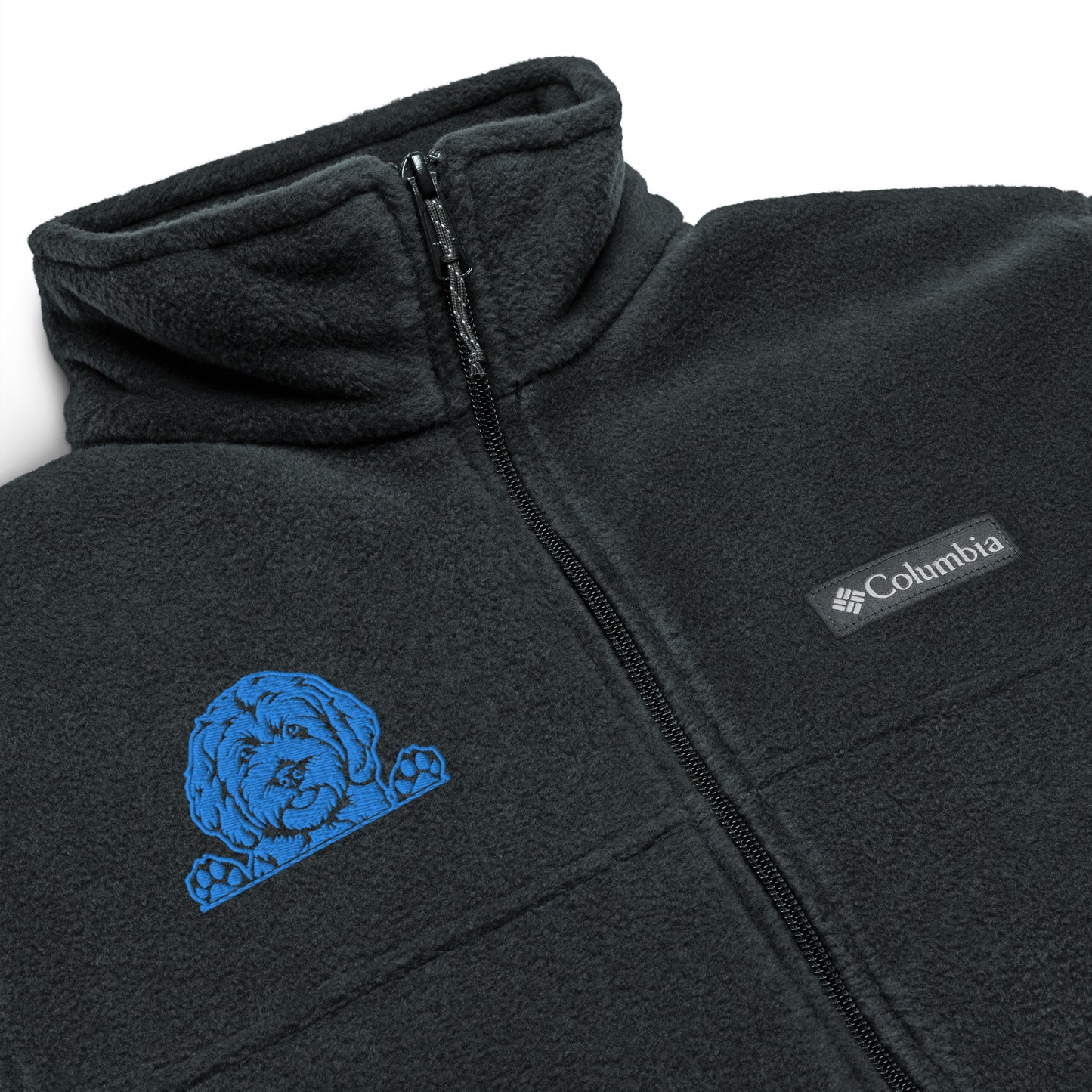 Doodle Blue Embroidered Unisex Columbia Fleece Jacket - Check out the Sleeves!