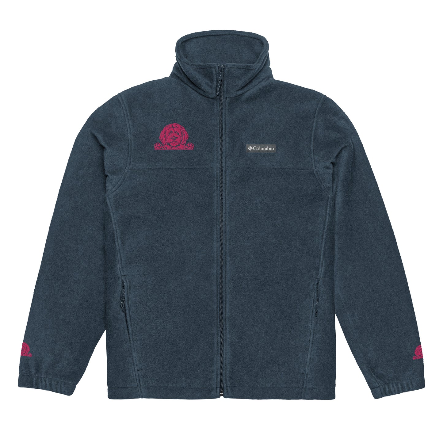 Doodle Pink Embroidered Unisex Columbia Fleece Jacket - Check out the Sleeves!