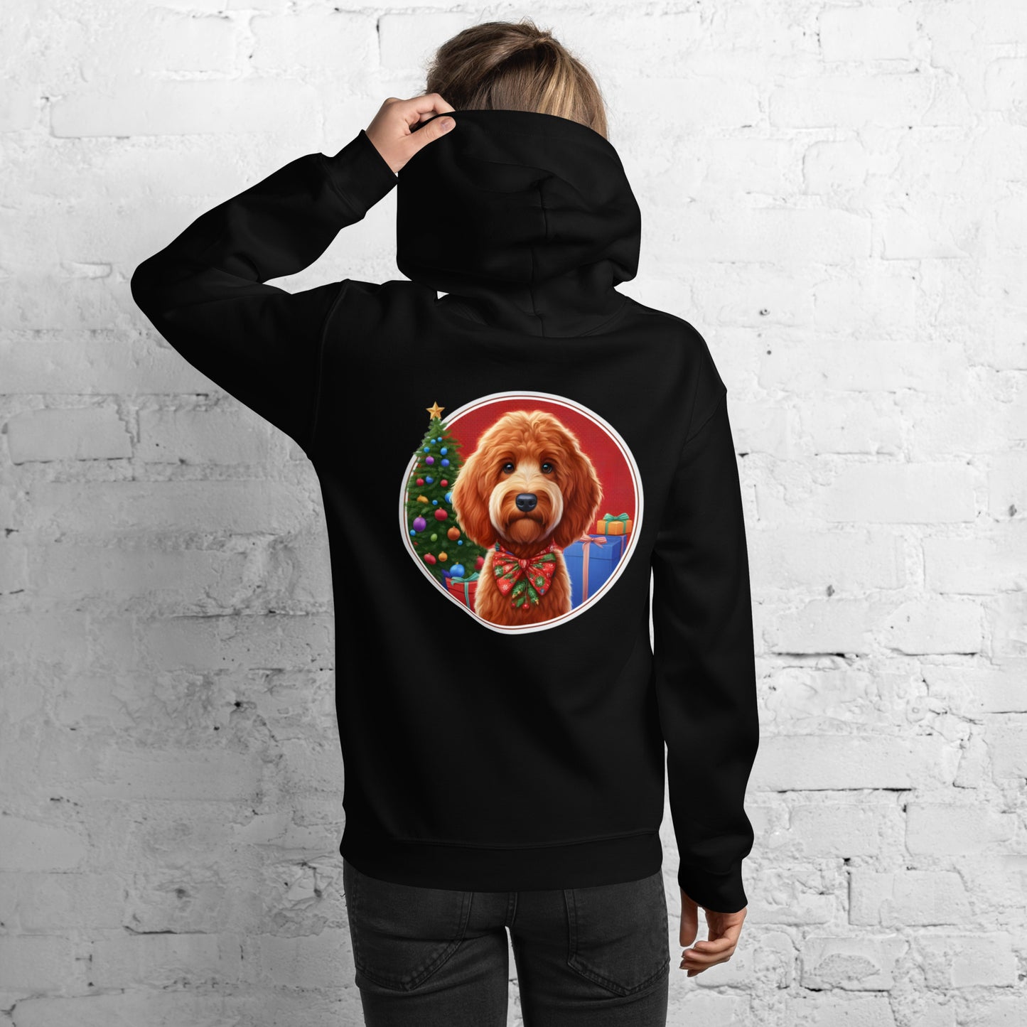 Red Christmas Doodle Unisex Heavy Blend Hooded Sweatshirt