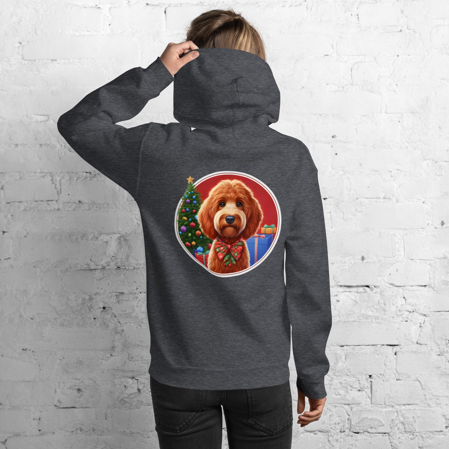 Red Christmas Doodle Unisex Heavy Blend Hooded Sweatshirt